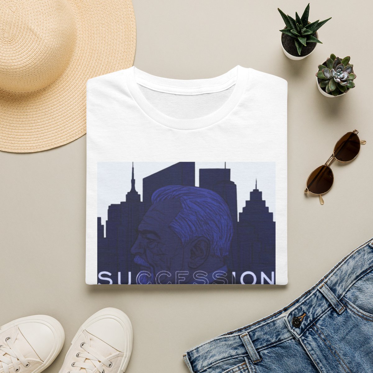 Succession TV Series Portrait T-Shirt | Roy Family Skyline Design | Succession