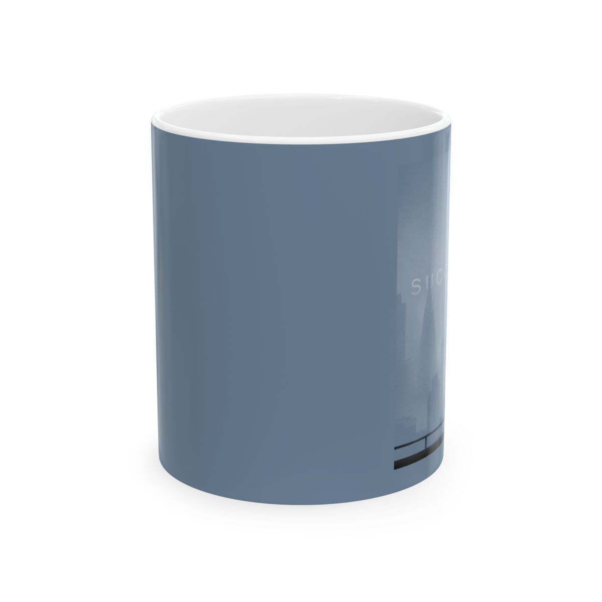 Minimalist Blue Landscape Mug | Ceramic Coffee Cup | Succession - alternate angle 1, merchandise