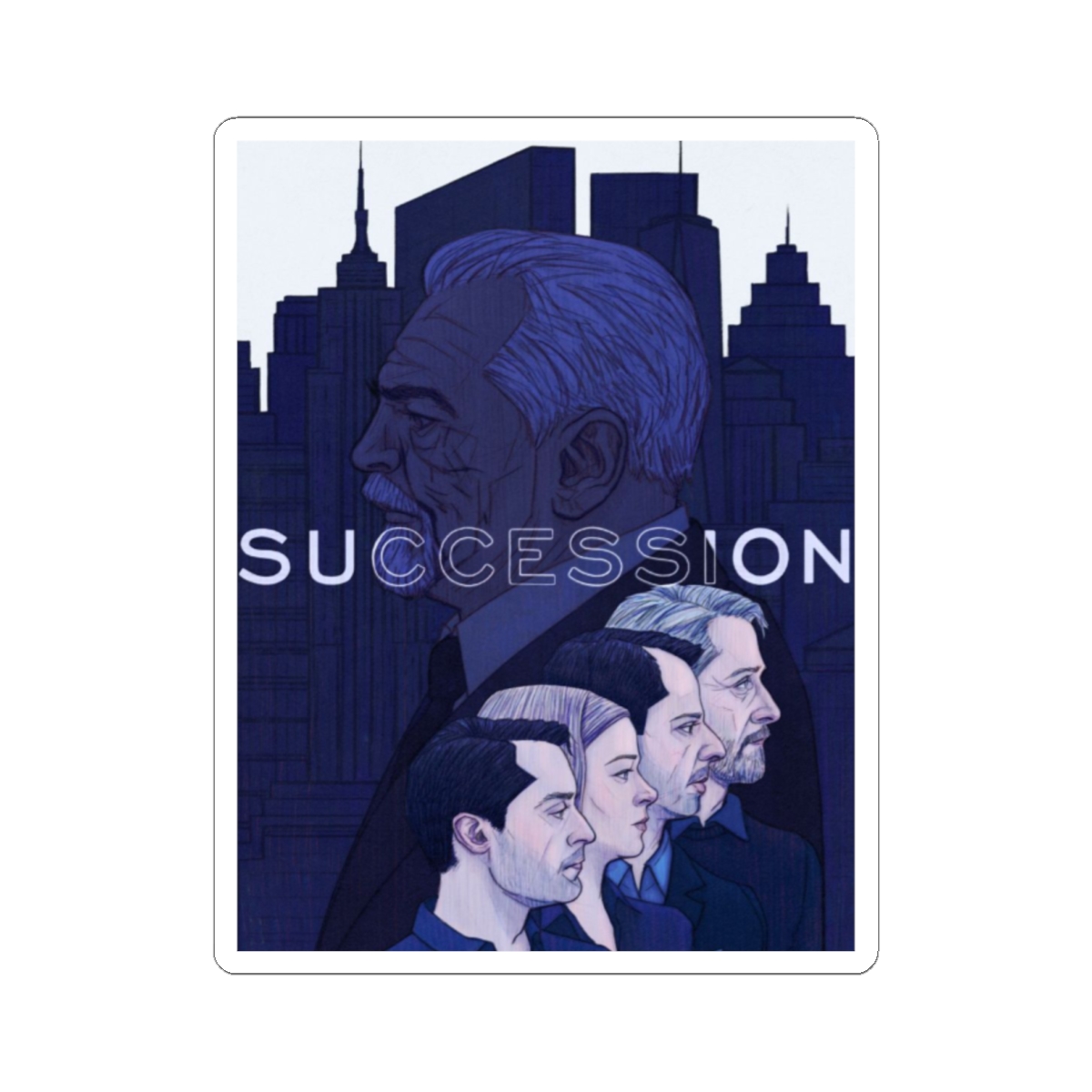 Succession Cast Portrait Kiss-Cut Sticker | TV Series Skyline | Succession